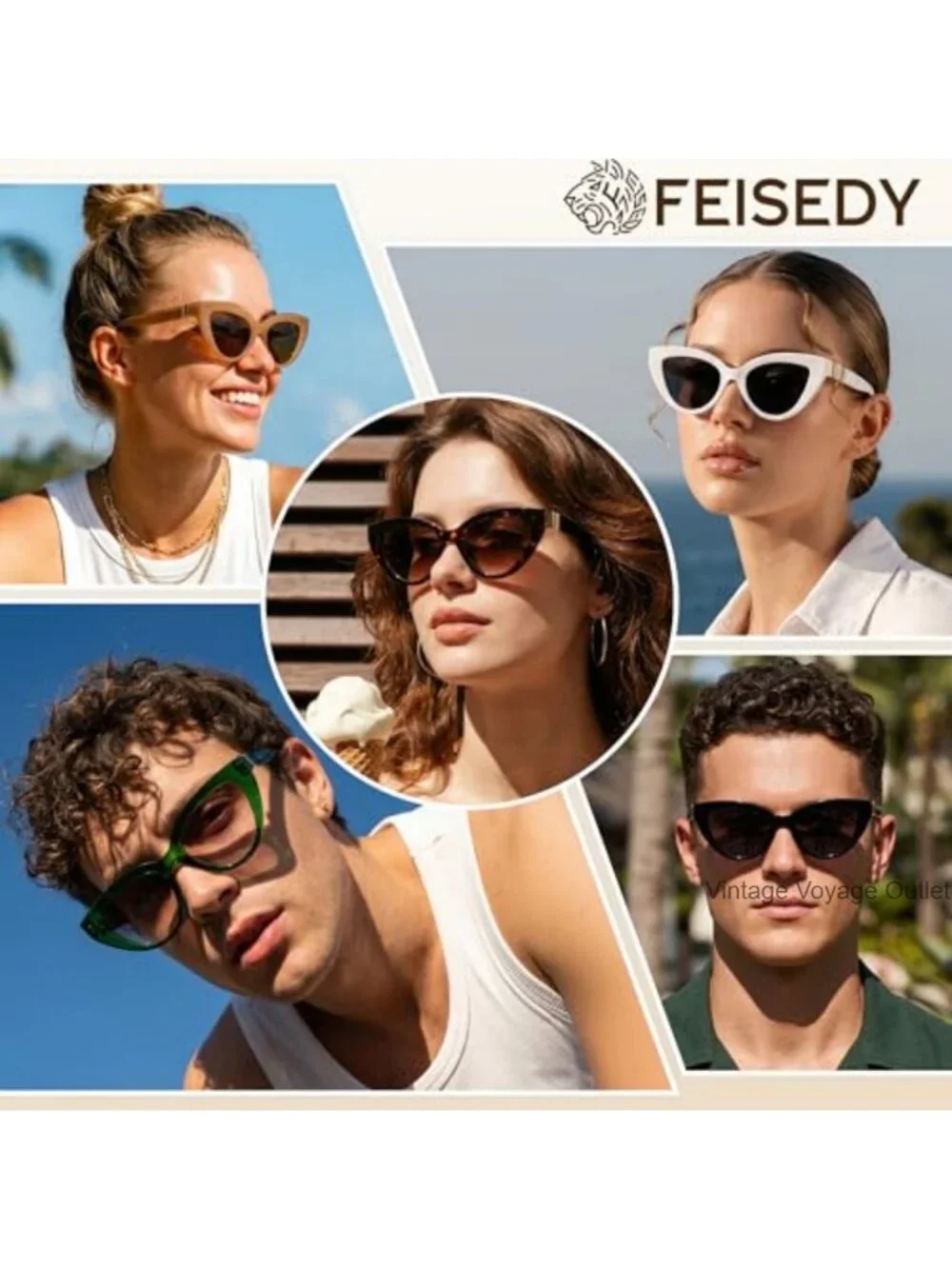Polarized Cat Eye Sunglasses UV400 Protection Retro Vintage Metal Accents